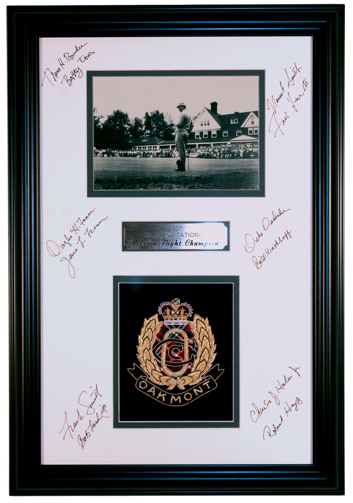 Framed crest and photo 